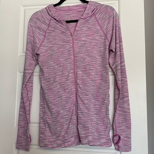 Jockey pink and grey heathered athletic zip up, size Medium